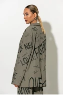 Oversized Blazer graffiti-style prints γκρι μπεζ Oversized Blazer graffiti-style prints γκρι μπεζ
