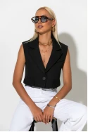 Cropped γιλέκο με γιακά και κουμπί μαύρο Cropped γιλέκο με γιακά και κουμπί μαύρο