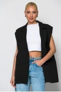 Αμάνικο blazer με κουμπί μαύρο
