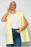 Αμάνικο blazer με κουμπί κίτρινο
