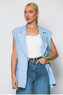 Αμάνικο blazer με κουμπί σιέλ