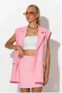 Αμάνικο blazer με κουμπί ροζ Αμάνικο blazer με κουμπί ροζ