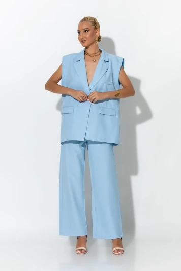 Αμάνικο blazer με κουμπί ροζ