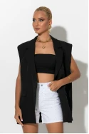 Αμάνικο blazer με κουμπί μαύρο Αμάνικο blazer με κουμπί μαύρο