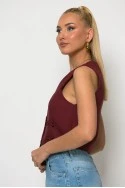 Cropped γιλέκο με λεπτομέρειες φιογκάκια μπορντό