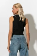 Cropped γιλέκο με λεπτομέρειες φιογκάκια μαύρο