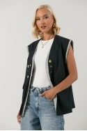 Αμάνικο blazer με διακοσμητικά κουμπιά μπλε