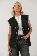 Αμάνικο blazer με διακοσμητικά κουμπιά μαύρο
