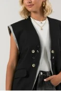 Αμάνικο blazer με διακοσμητικά κουμπιά μαύρο