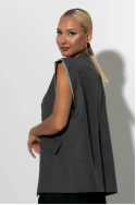 Αμάνικο blazer με διακοσμητικά κουμπιά ανθρακί