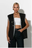 Αμάνικο blazer με διακοσμητικά κουμπιά μαύρο