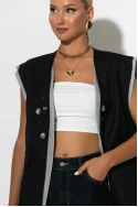 Αμάνικο blazer με διακοσμητικά κουμπιά μαύρο