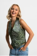 Γιλέκο leopard print πράσινο