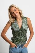 Γιλέκο leopard print πράσινο