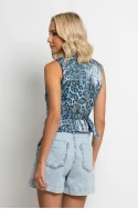 Γιλέκο leopard print μπλε