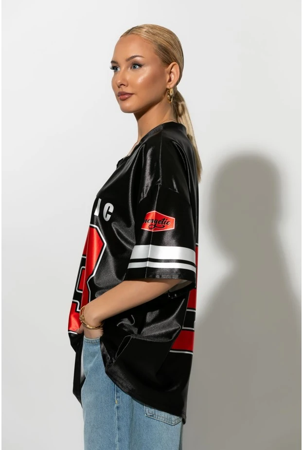 Oversized athletic t-shirt με στάμπα 23 energetic μαύρο