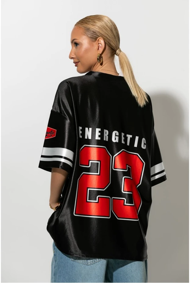 Oversized athletic t-shirt με στάμπα 23 energetic μαύρο
