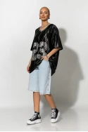 Oversized T-Shirt με στάμπα 23 leopard μαύρο Oversized T-Shirt με στάμπα 23 leopard μαύρο