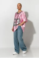 Oversized T-Shirt με στάμπα 23 leopard ροζ