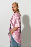 Oversized T-Shirt με στάμπα 23 leopard ροζ