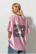 Oversized T-Shirt με στάμπα 23 leopard ροζ