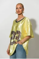 Oversized T-Shirt με στάμπα 23 leopard κίτρινο