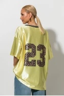 Oversized T-Shirt με στάμπα 23 leopard κίτρινο