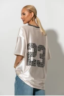 Oversized T-Shirt με στάμπα 23 leopard μπεζ