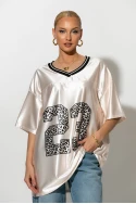 Oversized T-Shirt με στάμπα 23 leopard μπεζ