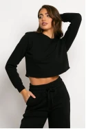 Cropped μπλούζα φούτερ μαύρο Cropped μπλούζα φούτερ μαύρο
