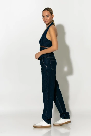 Jean straight fit low rise μπλε ντένιμ