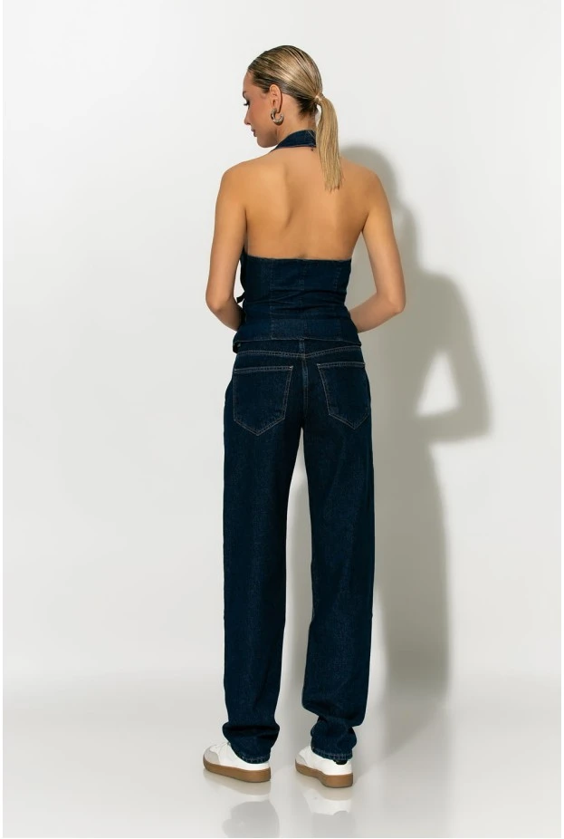 Jean straight fit low rise μπλε ντένιμ