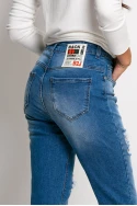 Jean loose fit με μεγάλες φθορές μπλε σκούρο Jean loose fit με μεγάλες φθορές μπλε σκούρο