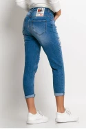 Jean loose fit με μεγάλες φθορές μπλε σκούρο Jean loose fit με μεγάλες φθορές μπλε σκούρο