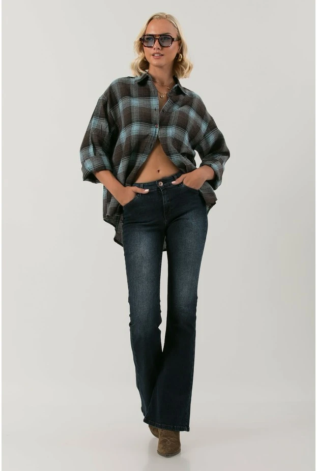 Jean flare fit μπλε σκούρο