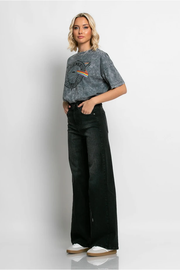 Jean flare fit μαύρο Jean flare fit μαύρο