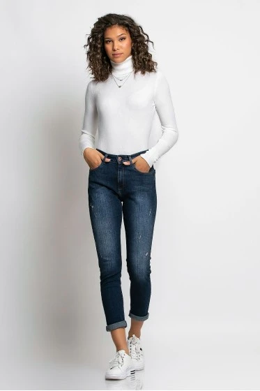 Jean loose fit μικρές φθορές μπλε σκούρο
