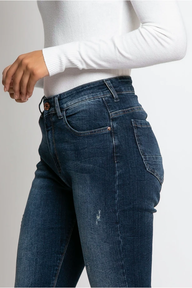 Jean loose fit μικρές φθορές μπλε σκούρο Jean loose fit μικρές φθορές μπλε σκούρο