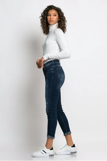 Jean loose fit μικρές φθορές μπλε σκούρο