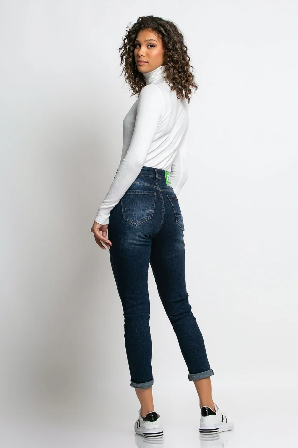 Jean loose fit μικρές φθορές μπλε σκούρο Jean loose fit μικρές φθορές μπλε σκούρο