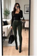 Jean loose fit μαλακό ύφασμα χακί σκούρο