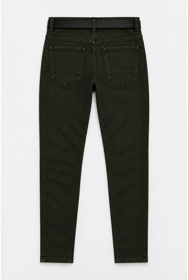 Jean loose fit μαλακό ύφασμα χακί σκούρο