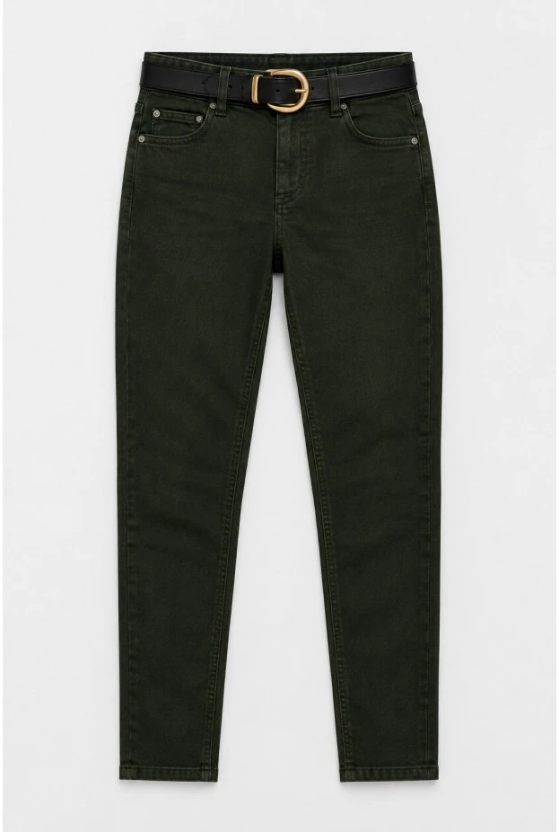 Jean loose fit μαλακό ύφασμα χακί σκούρο