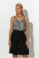 Leopard print μπλούζα τιραντέ γκρι