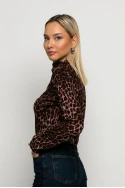 Μπλούζα με ψηλό λαιμό leopard print καφέ Μπλούζα με ψηλό λαιμό leopard print καφέ