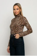 Μπλούζα με ψηλό λαιμό leopard print μπεζ Μπλούζα με ψηλό λαιμό leopard print μπεζ