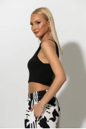 Crop top τιραντέ με τετράγωνη λαιμόκοψη μαύρο Crop top τιραντέ με τετράγωνη λαιμόκοψη μαύρο