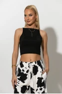 Crop top τιραντέ με τετράγωνη λαιμόκοψη μαύρο Crop top τιραντέ με τετράγωνη λαιμόκοψη μαύρο