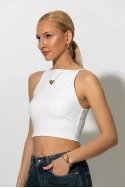 Crop top τιραντέ με τετράγωνη λαιμόκοψη λευκό Crop top τιραντέ με τετράγωνη λαιμόκοψη λευκό