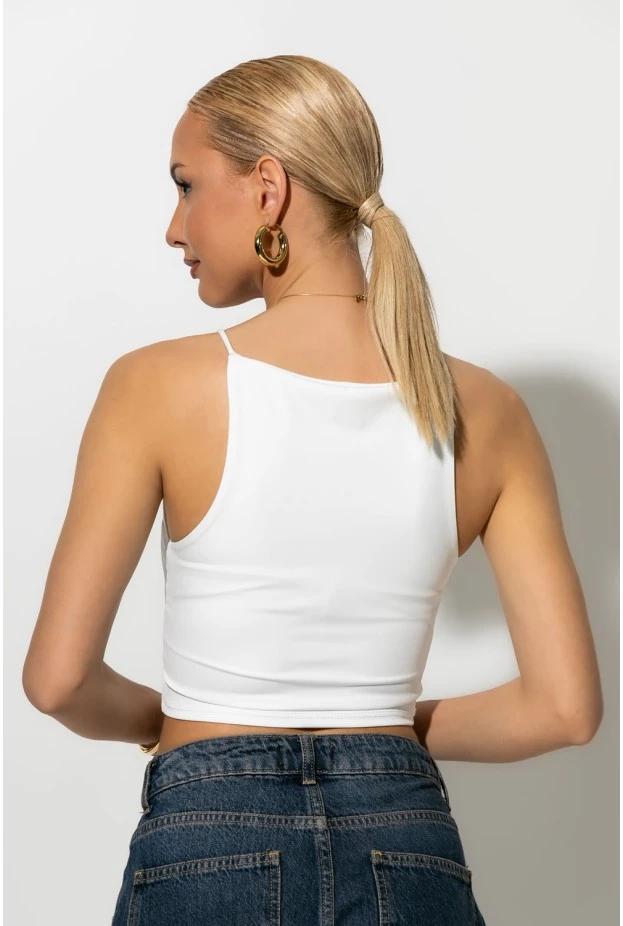 Crop top τιραντέ με τετράγωνη λαιμόκοψη λευκό